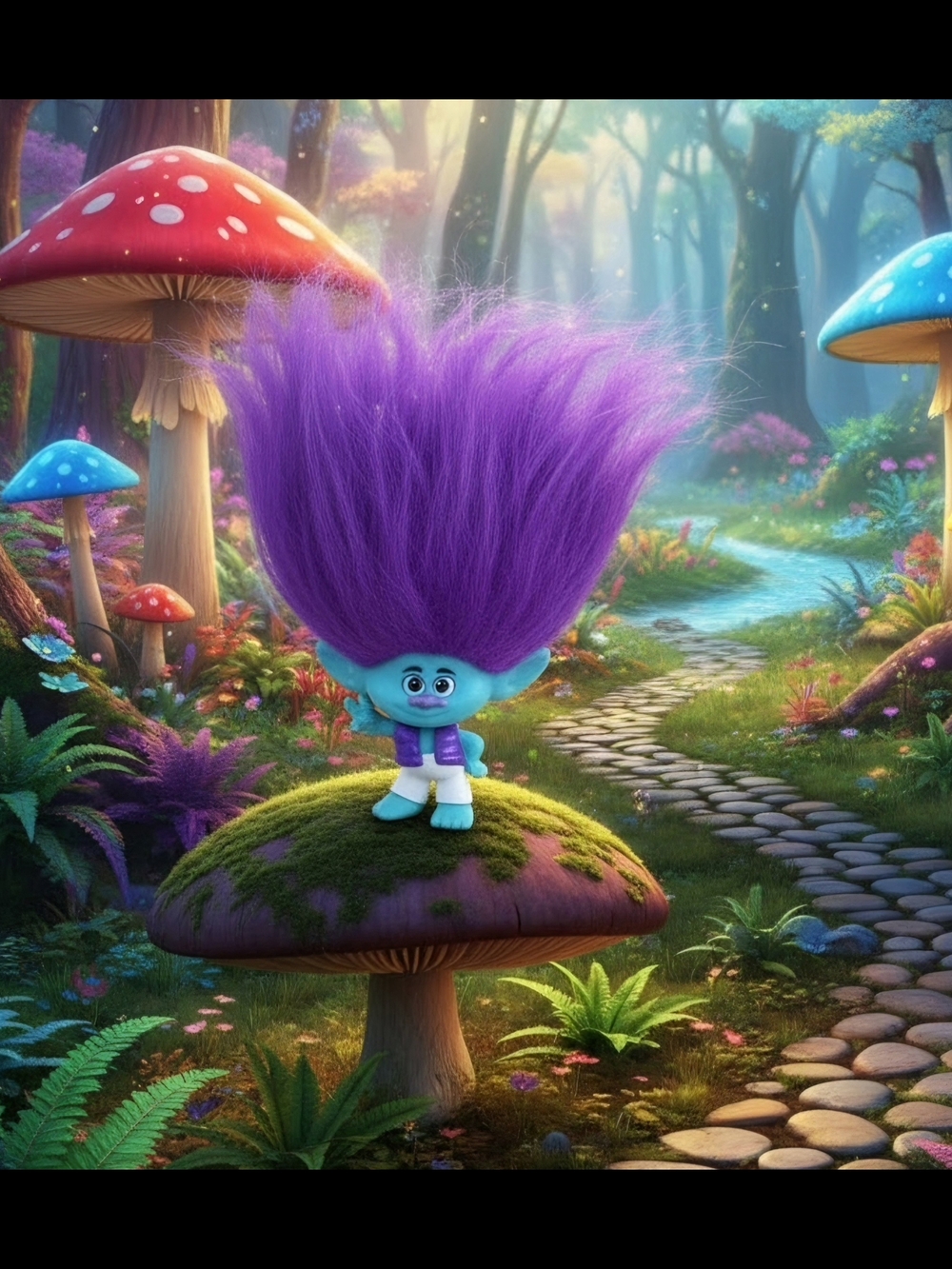 DreamWorks Trolls Band Together Branch  Rainbow Pom Poms Keychain